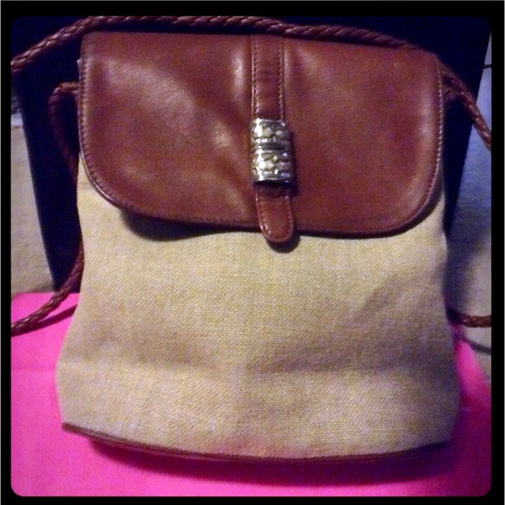 Fossil leather & canvas bag